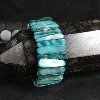 Pearlescent Cyan Mother of Pearl Stretch Bracelets (dyed) (Various)