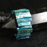 Pearlescent Cyan Mother of Pearl Stretch Bracelets (dyed) (Various)