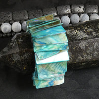 Pearlescent Cyan Mother of Pearl Stretch Bracelets (dyed) (Various)