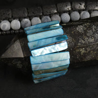 Pearlescent Cyan Mother of Pearl Stretch Bracelets (dyed) (Various)