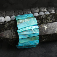 Pearlescent Cyan Mother of Pearl Stretch Bracelets (dyed) (Various)