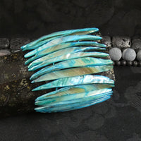 Pearlescent Cyan Mother of Pearl Stretch Bracelets (dyed) (Various)