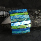 Pearlescent Cyan Mother of Pearl Stretch Bracelets (dyed) (Various)