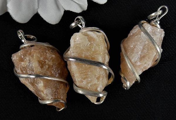 Wire Wrapped Calcite Stone Pendants