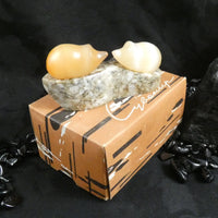 USSR Selenite Carving: Two Hedgehogs (Various)