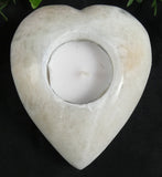 White Heart Selenite Candle Holder