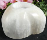 White Heart Selenite Candle Holder