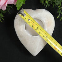 White Heart Selenite Candle Holder