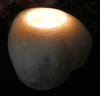 White Heart Selenite Candle Holder