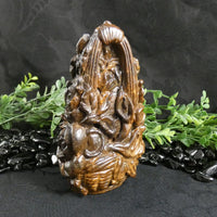 Boulder Opal Bird and Flower Basket Carving