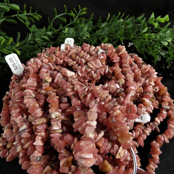 Rhodochrosite Chip Bead Strand