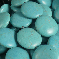 Blue Magnesite Flat Round Bead Strands (20 mm)