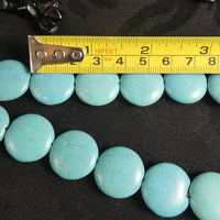 Blue Magnesite Flat Round Bead Strands (20 mm)