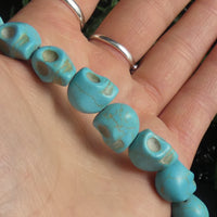 Blue Magnesite Skull Bead Strands