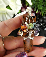 Mahogany Obsidian Tree of Life Chakra Pendant