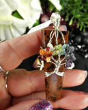 Mahogany Obsidian Tree of Life Chakra Pendant