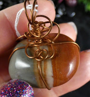 Polychrome Jasper Copper Wrapped Pendants