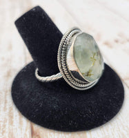 Faceted Prehnite Ring