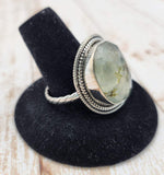 Faceted Prehnite Ring