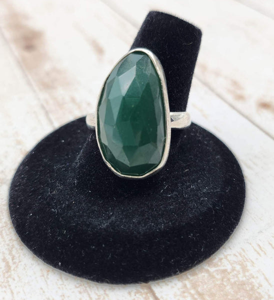 Elegant Apple Green Faceted Prehnite with Crown Setting Sterling Silver Ring  | Choose Your Stone | Chalcedony Ring | Moonstone Ring | Gift - Gilded Bug  Jewelry