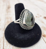 Faceted Prehnite Ring