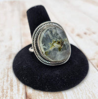 Faceted Prehnite Ring