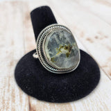 Faceted Prehnite Ring