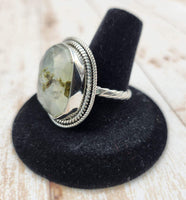 Faceted Prehnite Ring