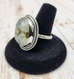 Faceted Prehnite Ring