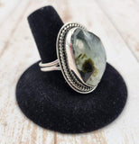 Faceted Prehnite Ring