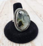 Faceted Prehnite Ring