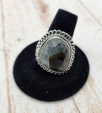 Faceted Prehnite Ring