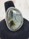 Faceted Prehnite Ring